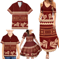Red Samoa Siapo Teuila Flowers Family Matching Summer Maxi Dress and Hawaiian Shirt LT14 - Polynesian Pride