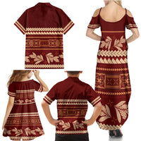 Red Samoa Siapo Teuila Flowers Family Matching Summer Maxi Dress and Hawaiian Shirt LT14 - Polynesian Pride