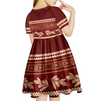 Red Samoa Siapo Teuila Flowers Kid Short Sleeve Dress