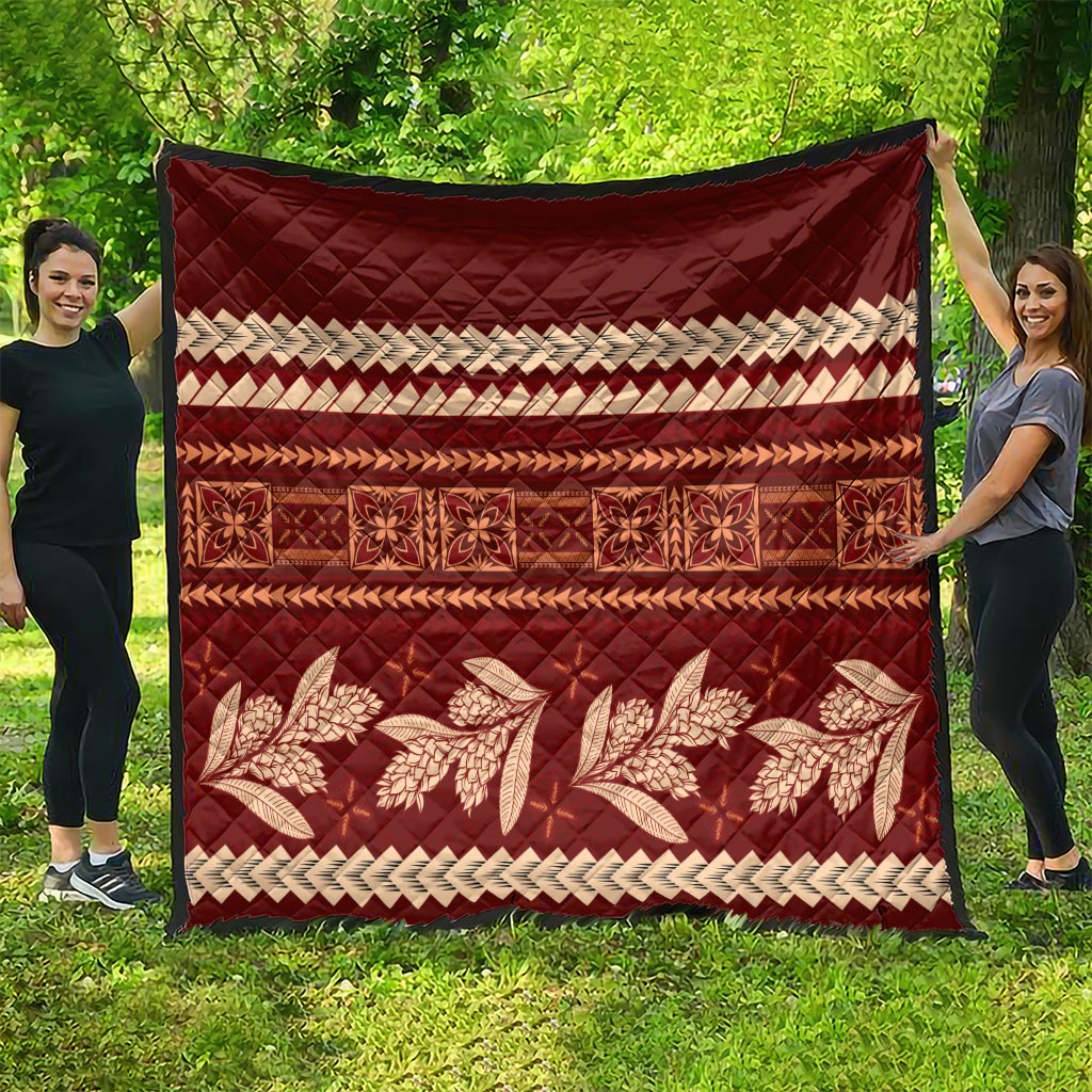 Red Samoa Siapo Teuila Flowers Quilt