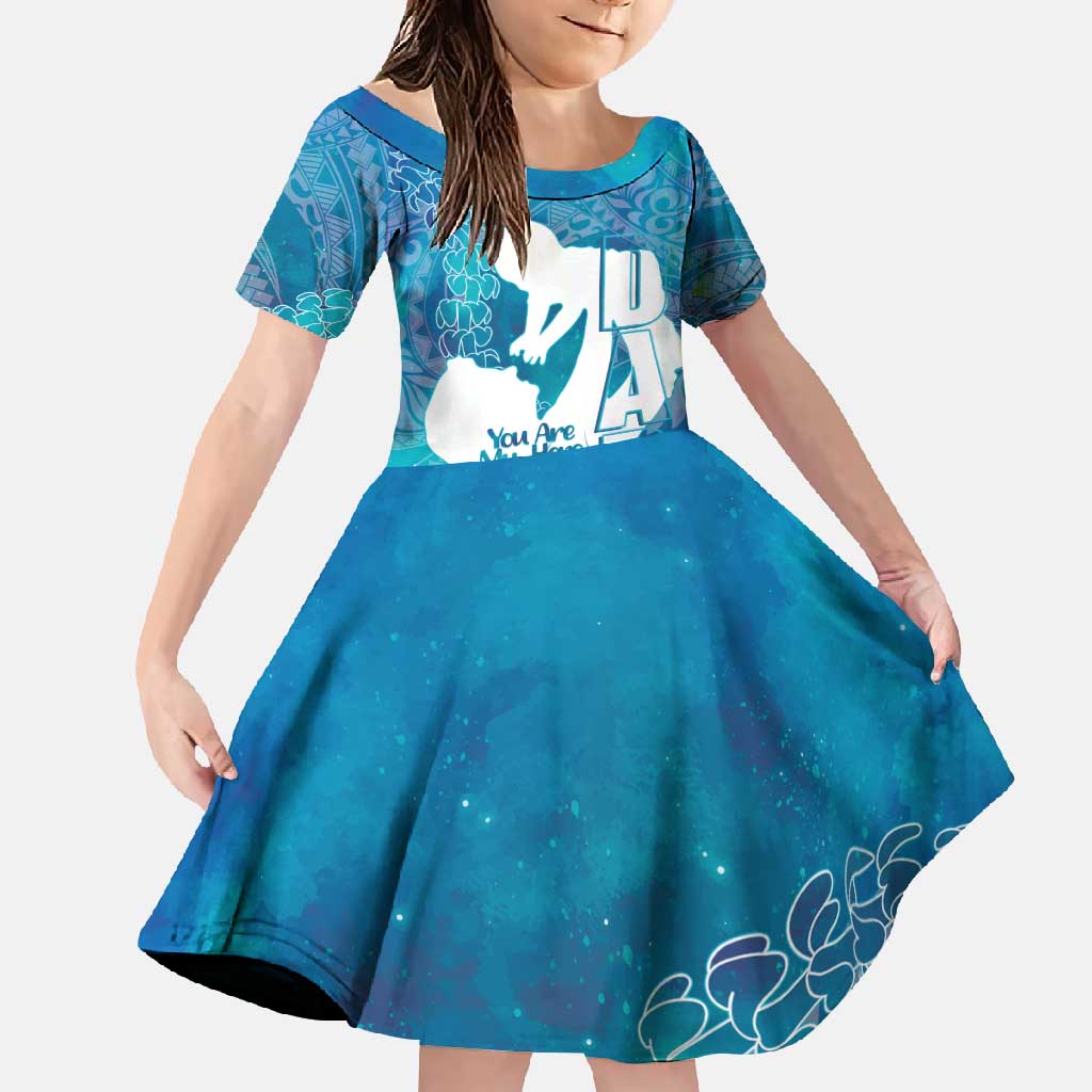 Turquoise Polynesia Father's Day Family Matching Off Shoulder Maxi Dress and Hawaiian Shirt Dad You Are My Hero LT14 Daughter's Dress Turquoise - Polynesian Pride
