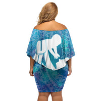 Turquoise Polynesia Father's Day Family Matching Off Shoulder Short Dress and Hawaiian Shirt Dad You Are My Hero LT14 - Polynesian Pride