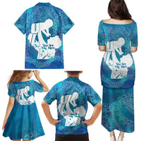 Turquoise Polynesia Father's Day Family Matching Puletasi and Hawaiian Shirt Dad You Are My Hero LT14 - Polynesian Pride