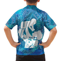 Turquoise Polynesia Father's Day Family Matching Short Sleeve Bodycon Dress and Hawaiian Shirt Dad You Are My Hero LT14 - Polynesian Pride