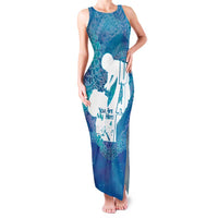 Turquoise Polynesia Father's Day Family Matching Tank Maxi Dress and Hawaiian Shirt Dad You Are My Hero LT14 Mom's Dress Turquoise - Polynesian Pride