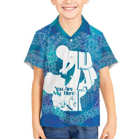 Turquoise Polynesia Father's Day Kid Hawaiian Shirt Dad You Are My Hero