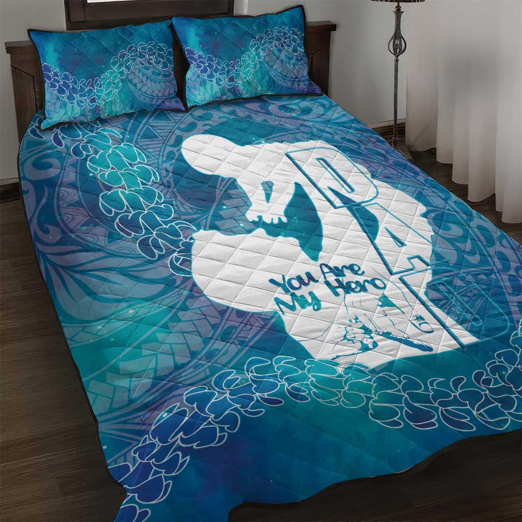 Turquoise Polynesia Father's Day Quilt Bed Set Dad You Are My Hero LT14 Turquoise - Polynesian Pride