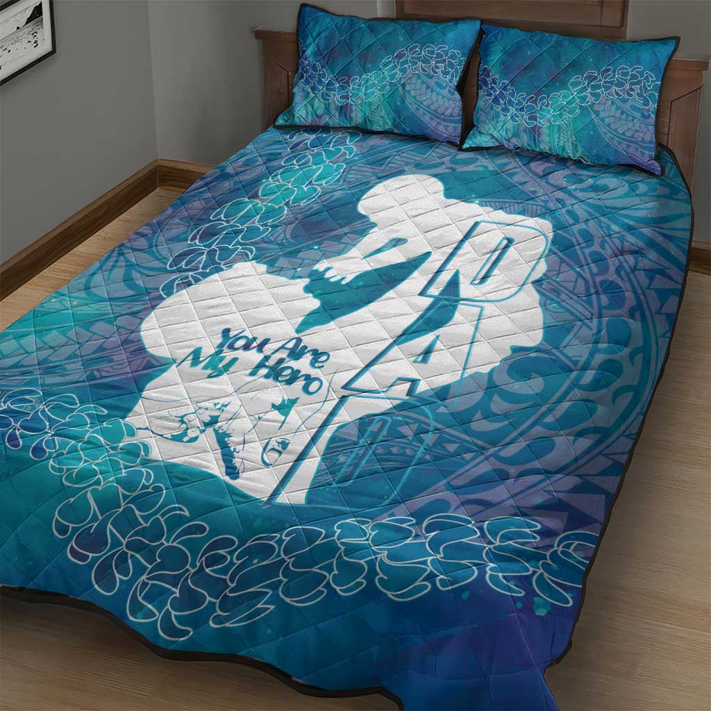 Turquoise Polynesia Father's Day Quilt Bed Set Dad You Are My Hero LT14 - Polynesian Pride