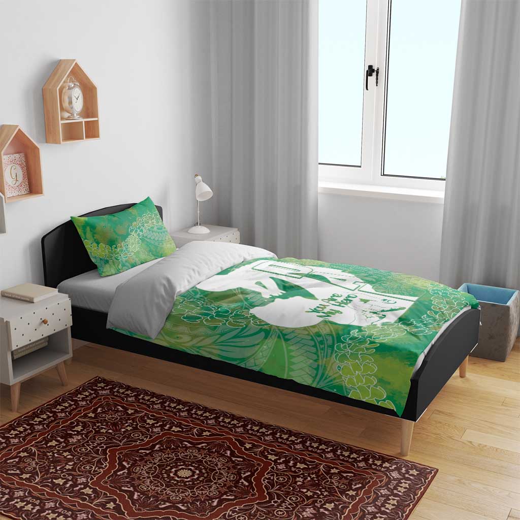 Green Polynesia Father's Day Bedding Set Dad You Are My Hero