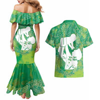 Green Polynesia Father's Day Couples Matching Mermaid Dress and Hawaiian Shirt Dad You Are My Hero LT14 - Polynesian Pride