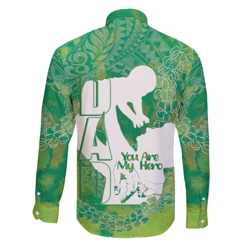 Green Polynesia Father's Day Family Matching Off Shoulder Maxi Dress and Hawaiian Shirt Dad You Are My Hero LT14 - Polynesian Pride