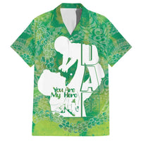 Green Polynesia Father's Day Family Matching Puletasi and Hawaiian Shirt Dad You Are My Hero LT14 Dad's Shirt - Short Sleeve Green - Polynesian Pride