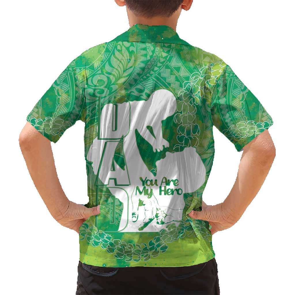 Green Polynesia Father's Day Family Matching Summer Maxi Dress and Hawaiian Shirt Dad You Are My Hero LT14 - Polynesian Pride