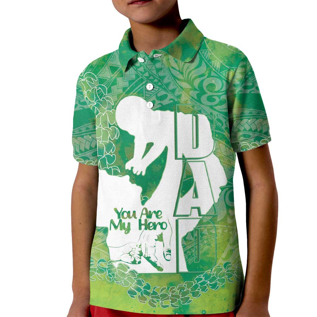 Green Polynesia Father's Day Kid Polo Shirt Dad You Are My Hero LT14 Kid Green - Polynesian Pride
