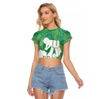 Green Polynesia Father's Day Raglan Cropped T Shirt Dad You Are My Hero LT14 Female Green - Polynesian Pride
