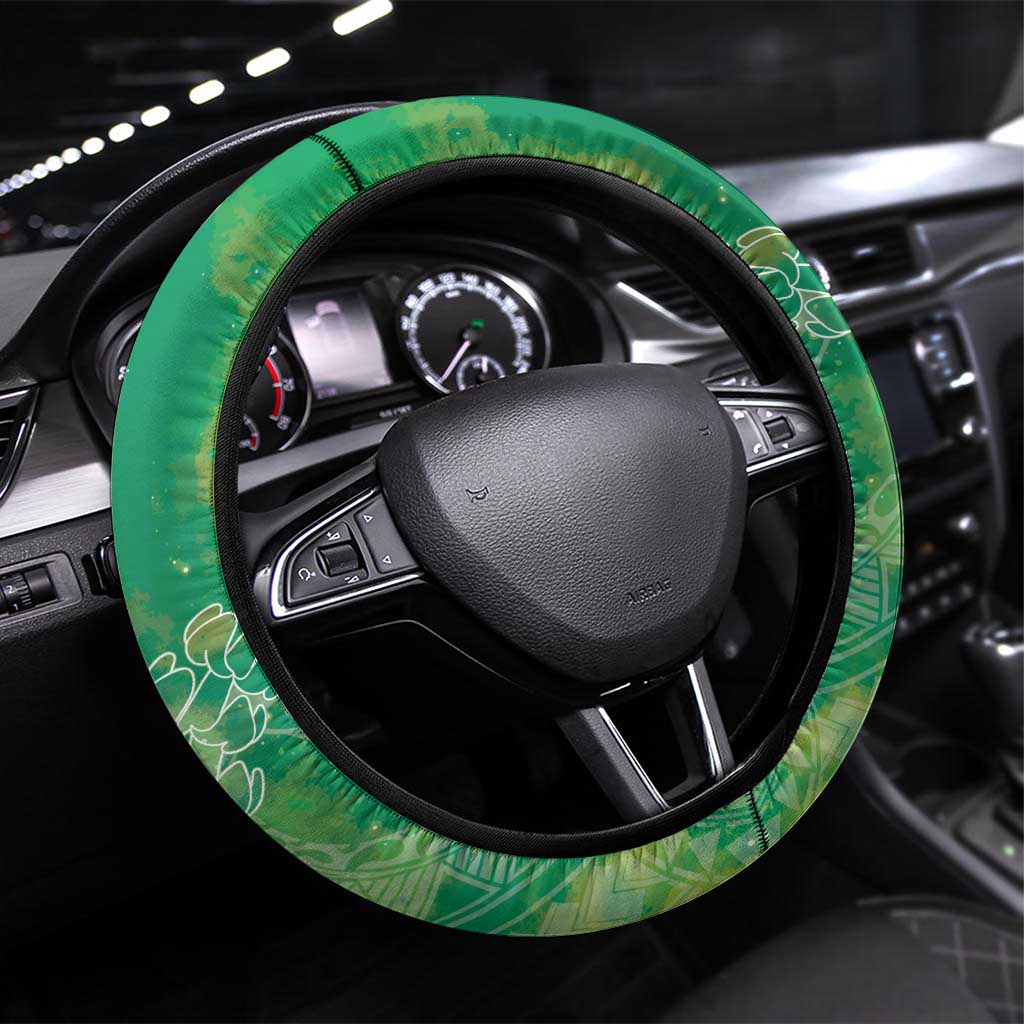 Green Polynesia Father's Day Steering Wheel Cover Dad You Are My Hero