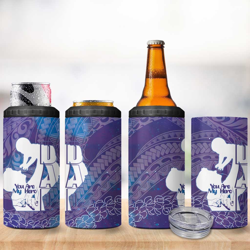 Purple Polynesia Father's Day 4 in 1 Can Cooler Tumbler Dad You Are My Hero