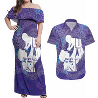 Purple Polynesia Father's Day Couples Matching Off Shoulder Maxi Dress and Hawaiian Shirt Dad You Are My Hero LT14 Purple - Polynesian Pride
