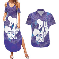 Purple Polynesia Father's Day Couples Matching Summer Maxi Dress and Hawaiian Shirt Dad You Are My Hero LT14 Purple - Polynesian Pride