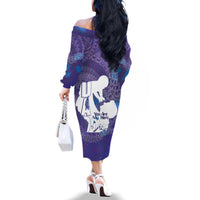 Purple Polynesia Father's Day Family Matching Off The Shoulder Long Sleeve Dress and Hawaiian Shirt Dad You Are My Hero LT14 - Polynesian Pride