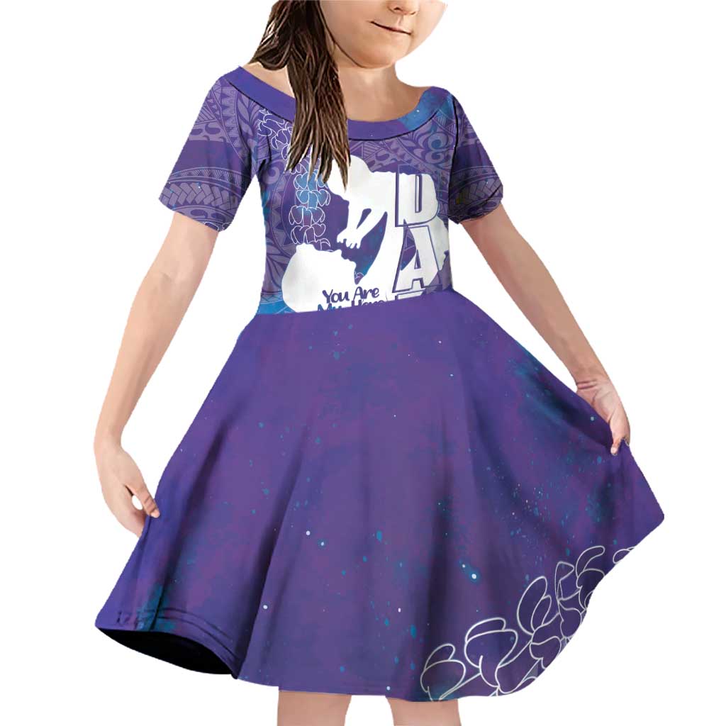 Purple Polynesia Father's Day Family Matching Off Shoulder Short Dress and Hawaiian Shirt Dad You Are My Hero LT14 Daughter's Dress Purple - Polynesian Pride