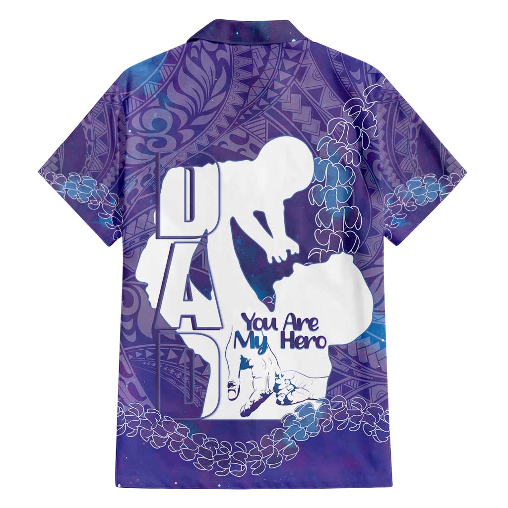 Purple Polynesia Father's Day Family Matching Off Shoulder Short Dress and Hawaiian Shirt Dad You Are My Hero LT14 - Polynesian Pride