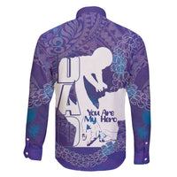 Purple Polynesia Father's Day Family Matching Off Shoulder Short Dress and Hawaiian Shirt Dad You Are My Hero LT14 - Polynesian Pride