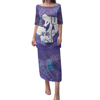 Purple Polynesia Father's Day Family Matching Puletasi and Hawaiian Shirt Dad You Are My Hero LT14 Mom's Dress Purple - Polynesian Pride