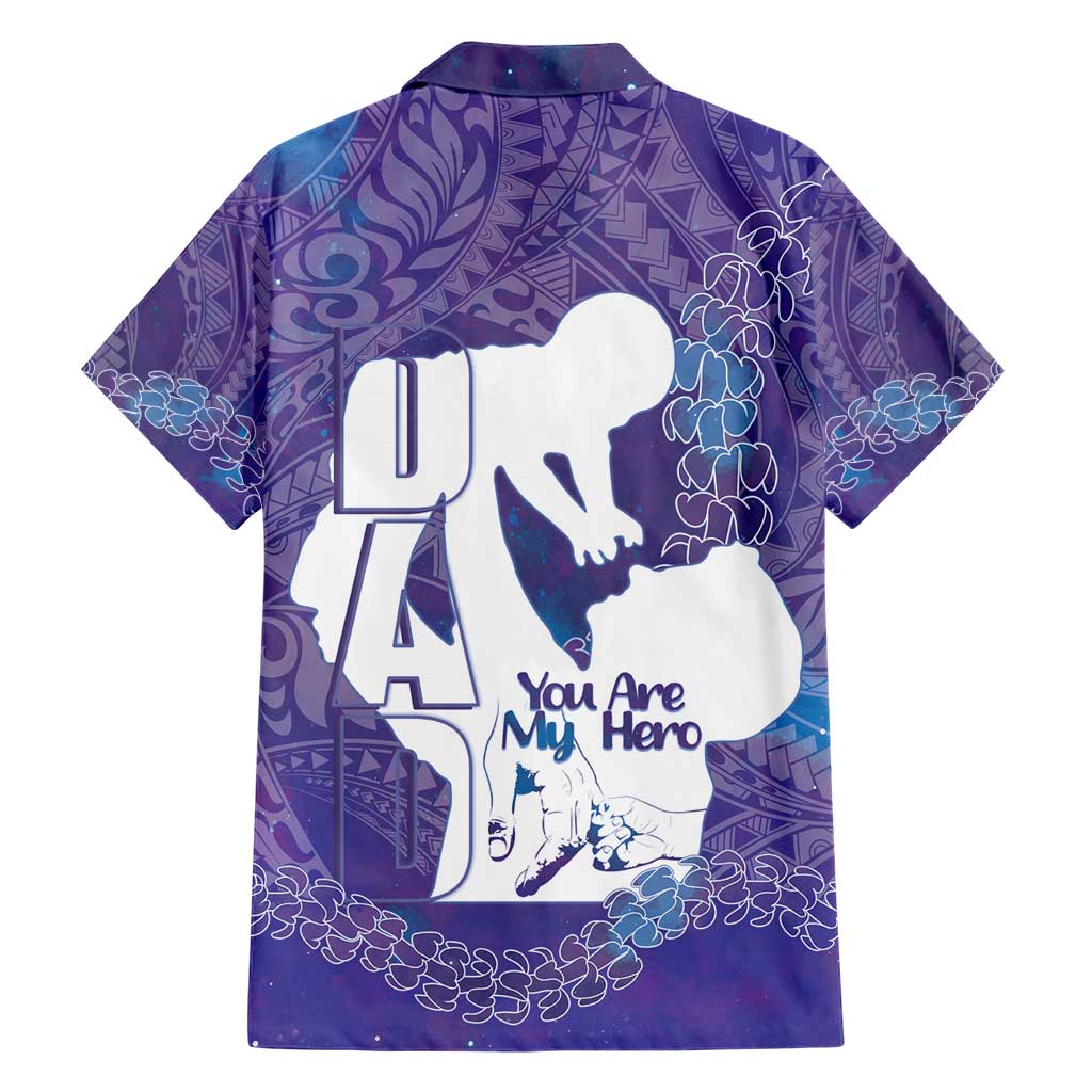 Purple Polynesia Father's Day Family Matching Short Sleeve Bodycon Dress and Hawaiian Shirt Dad You Are My Hero LT14 - Polynesian Pride