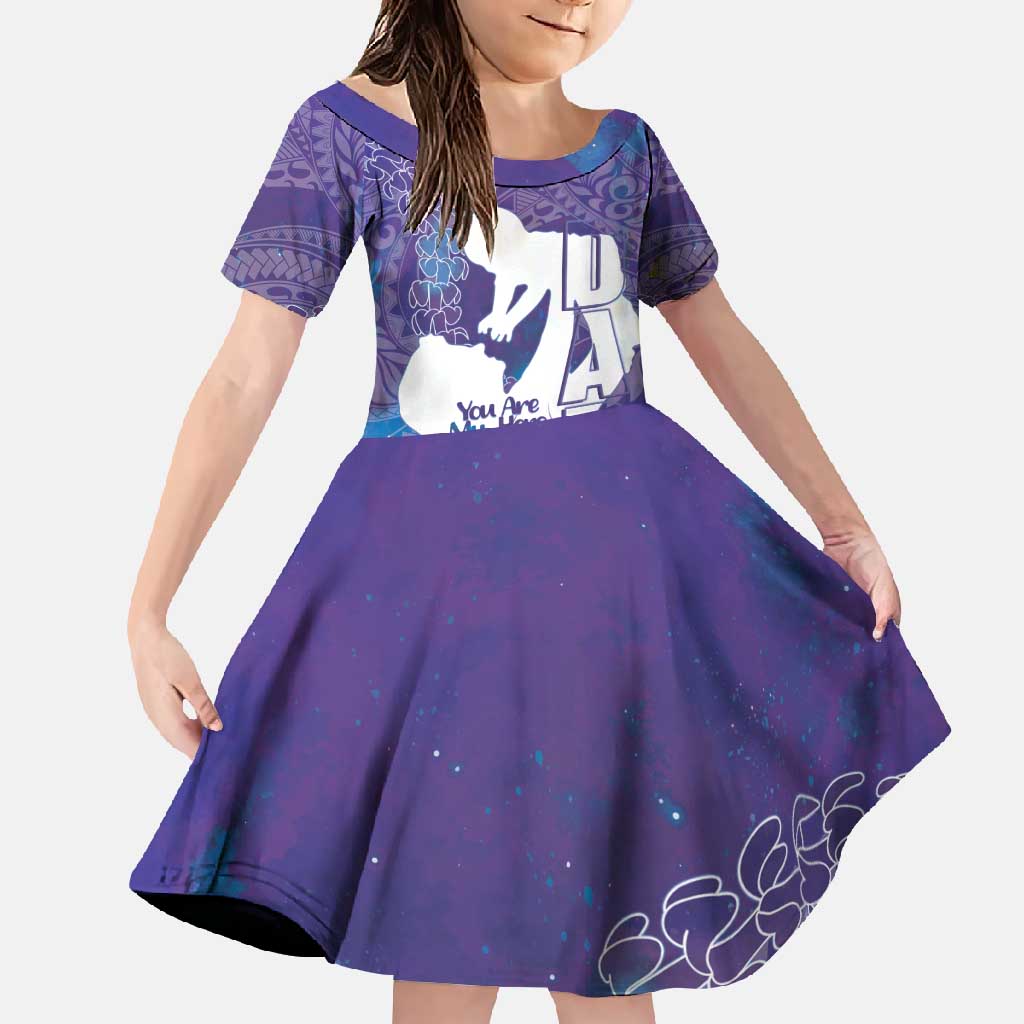 Purple Polynesia Father's Day Family Matching Tank Maxi Dress and Hawaiian Shirt Dad You Are My Hero LT14 Daughter's Dress Purple - Polynesian Pride