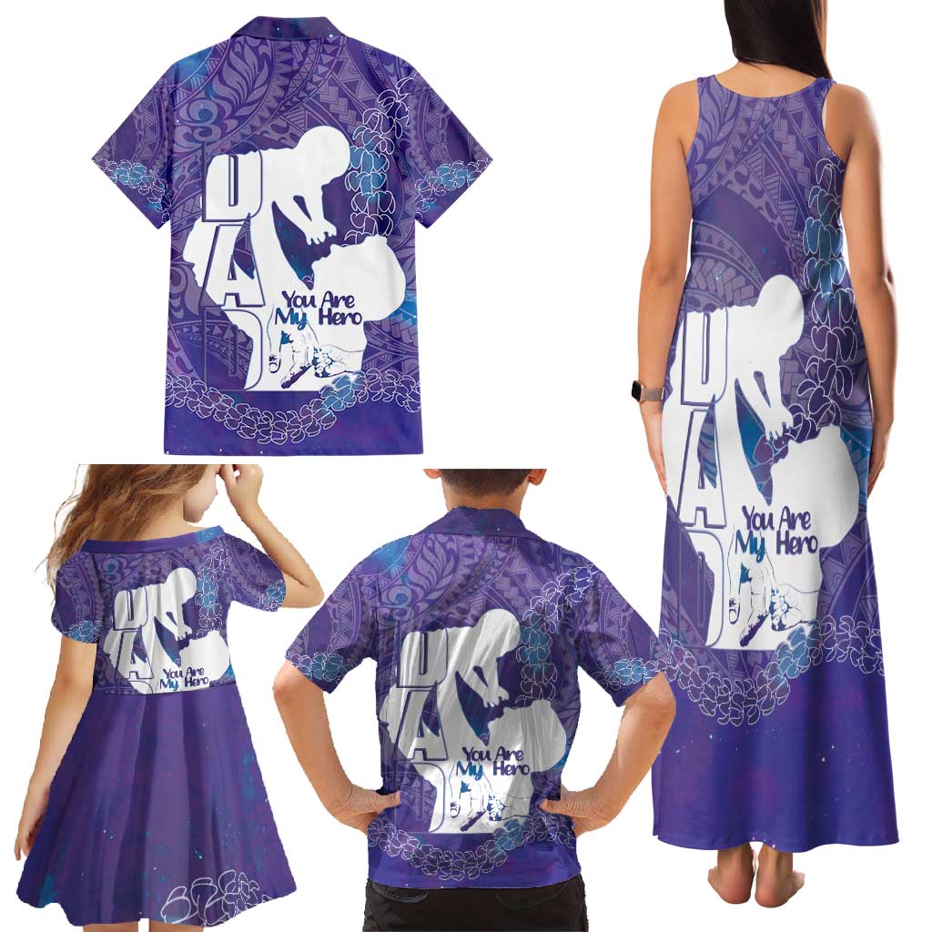 Purple Polynesia Father's Day Family Matching Tank Maxi Dress and Hawaiian Shirt Dad You Are My Hero LT14 - Polynesian Pride