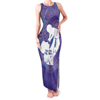 Purple Polynesia Father's Day Family Matching Tank Maxi Dress and Hawaiian Shirt Dad You Are My Hero LT14 Mom's Dress Purple - Polynesian Pride