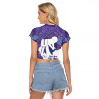Purple Polynesia Father's Day Raglan Cropped T Shirt Dad You Are My Hero