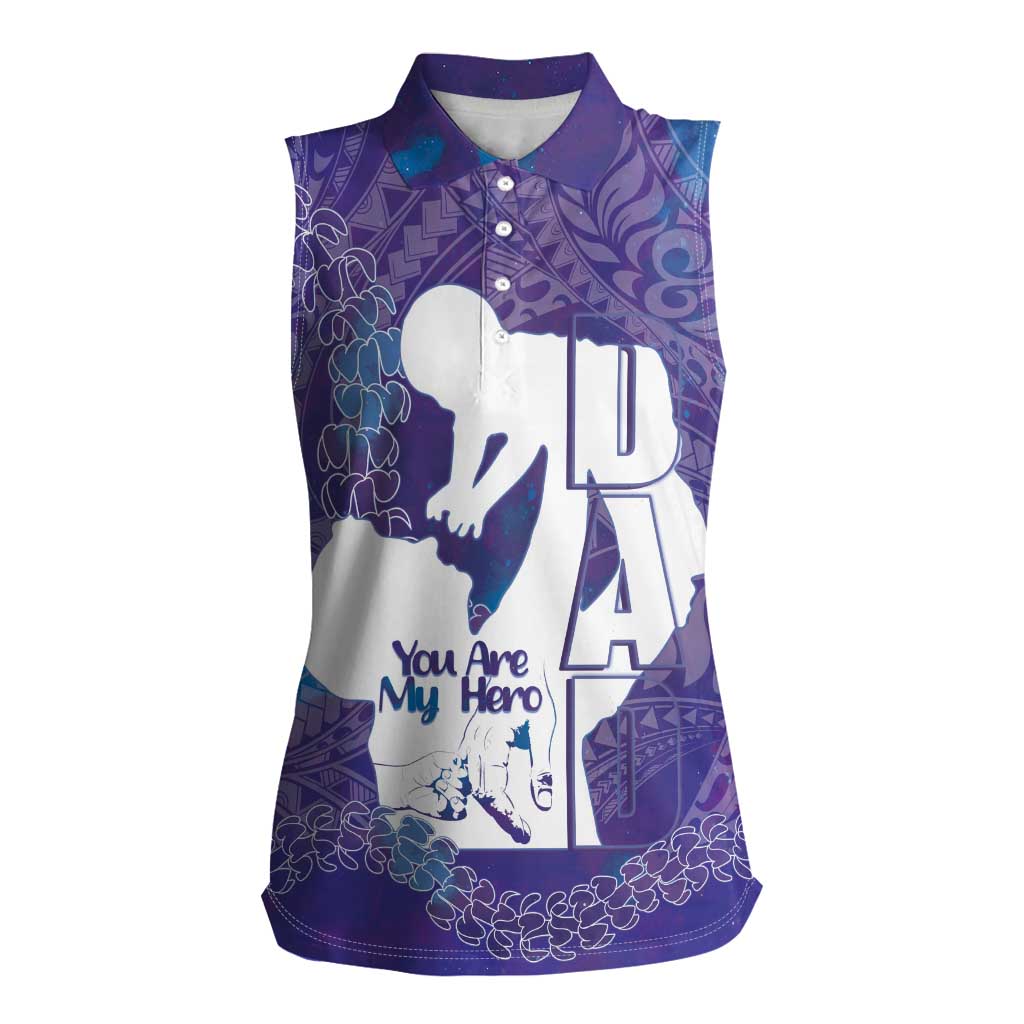 Purple Polynesia Father's Day Women Sleeveless Polo Shirt Dad You Are My Hero LT14 Female Purple - Polynesian Pride