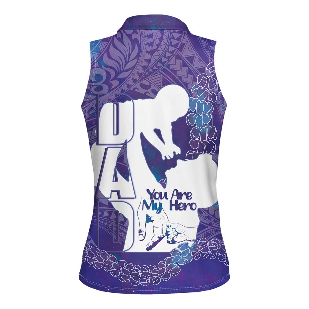 Purple Polynesia Father's Day Women Sleeveless Polo Shirt Dad You Are My Hero LT14 - Polynesian Pride