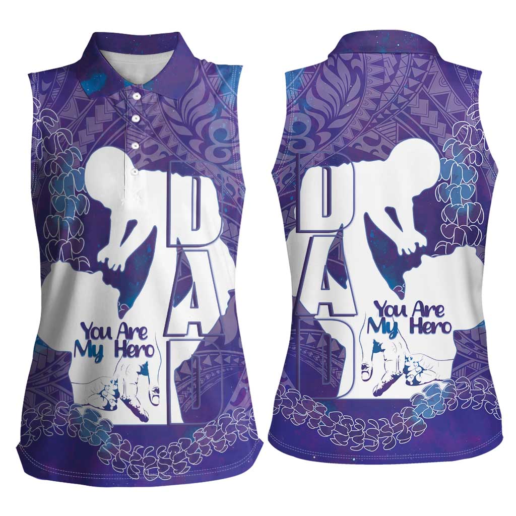 Purple Polynesia Father's Day Women Sleeveless Polo Shirt Dad You Are My Hero LT14 - Polynesian Pride
