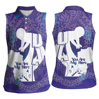 Purple Polynesia Father's Day Women Sleeveless Polo Shirt Dad You Are My Hero LT14 - Polynesian Pride