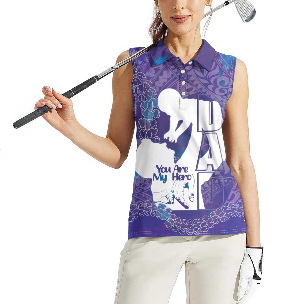 Purple Polynesia Father's Day Women Sleeveless Polo Shirt Dad You Are My Hero LT14 - Polynesian Pride