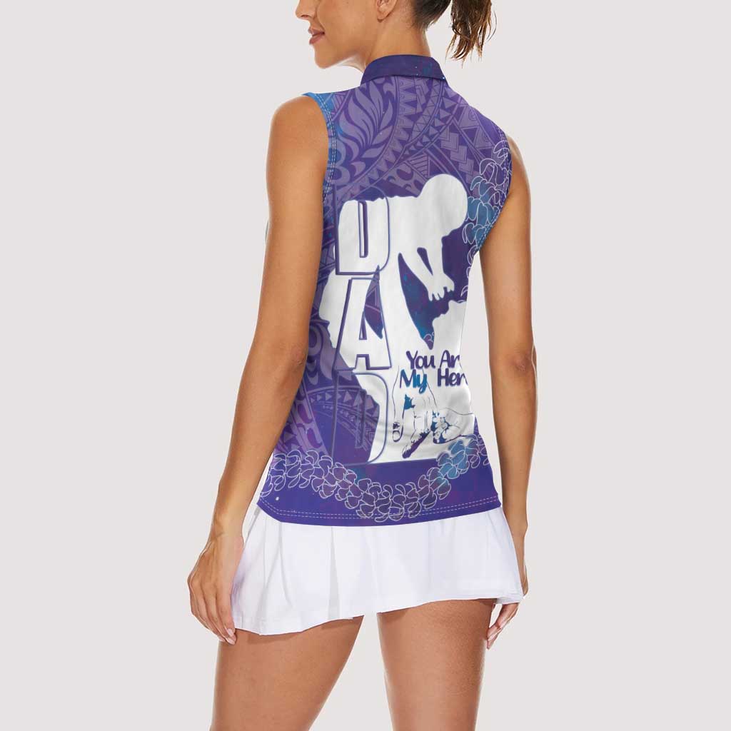 Purple Polynesia Father's Day Women Sleeveless Polo Shirt Dad You Are My Hero LT14 - Polynesian Pride