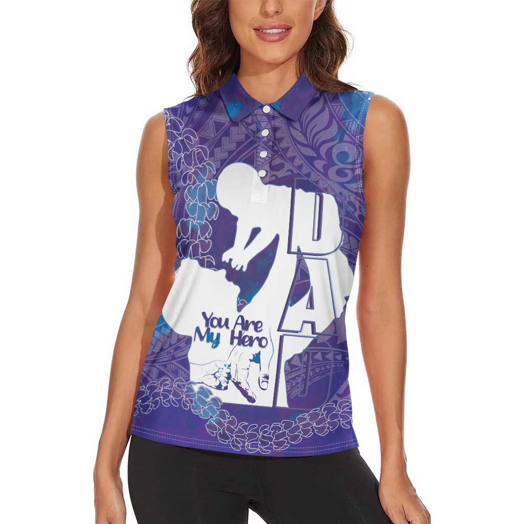 Purple Polynesia Father's Day Women Sleeveless Polo Shirt Dad You Are My Hero LT14 - Polynesian Pride