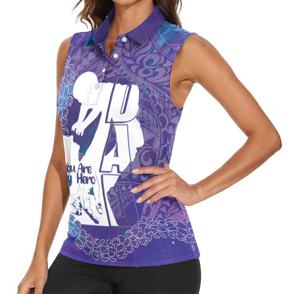 Purple Polynesia Father's Day Women Sleeveless Polo Shirt Dad You Are My Hero LT14 - Polynesian Pride