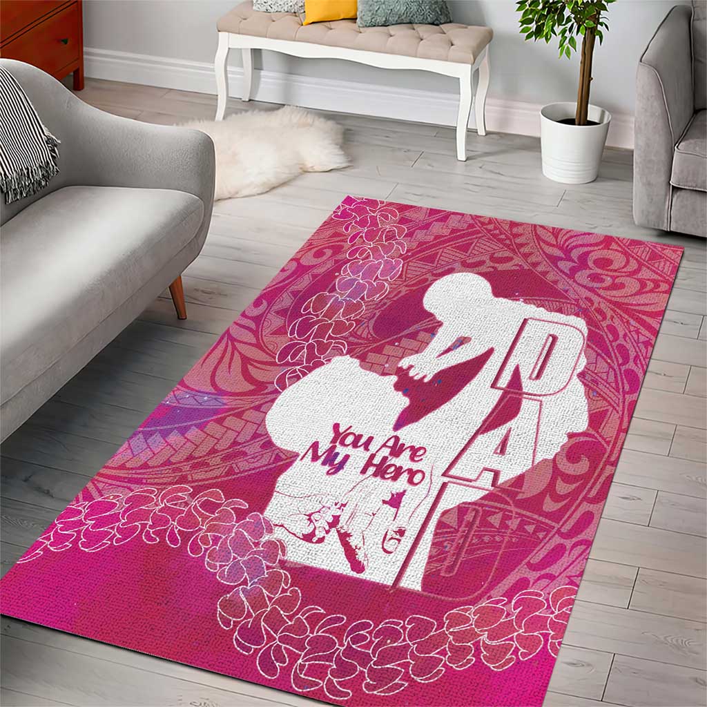 Pink Polynesia Father's Day Area Rug Dad You Are My Hero LT14 - Polynesian Pride