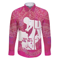 Pink Polynesia Father's Day Family Matching Long Sleeve Bodycon Dress and Hawaiian Shirt Dad You Are My Hero LT14 Dad's Shirt - Long Sleeve Pink - Polynesian Pride