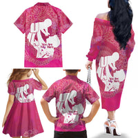 Pink Polynesia Father's Day Family Matching Off The Shoulder Long Sleeve Dress and Hawaiian Shirt Dad You Are My Hero LT14 - Polynesian Pride