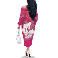 Pink Polynesia Father's Day Family Matching Off The Shoulder Long Sleeve Dress and Hawaiian Shirt Dad You Are My Hero LT14 - Polynesian Pride