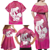Pink Polynesia Father's Day Family Matching Off Shoulder Maxi Dress and Hawaiian Shirt Dad You Are My Hero LT14 - Polynesian Pride