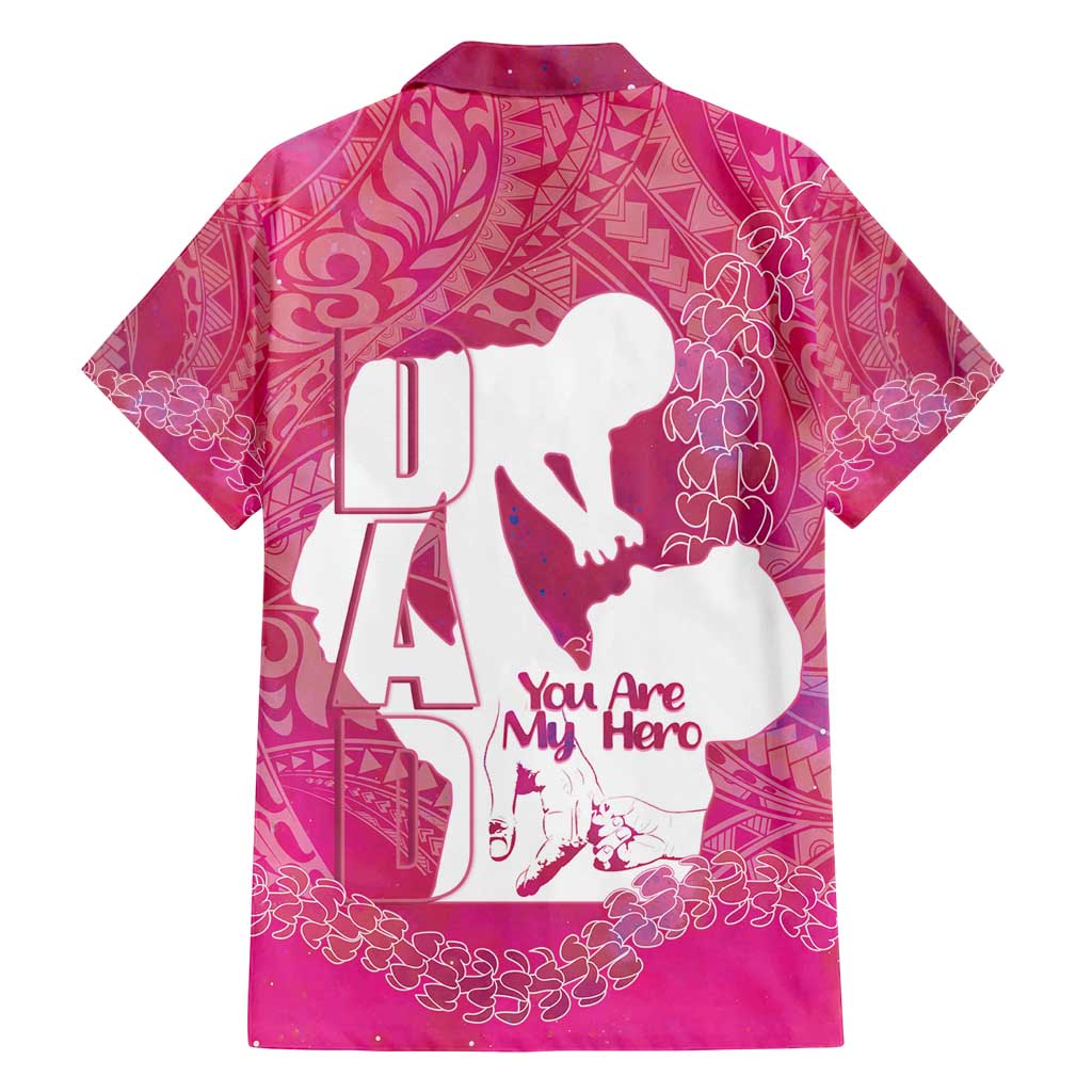 Pink Polynesia Father's Day Family Matching Off Shoulder Short Dress and Hawaiian Shirt Dad You Are My Hero LT14 - Polynesian Pride