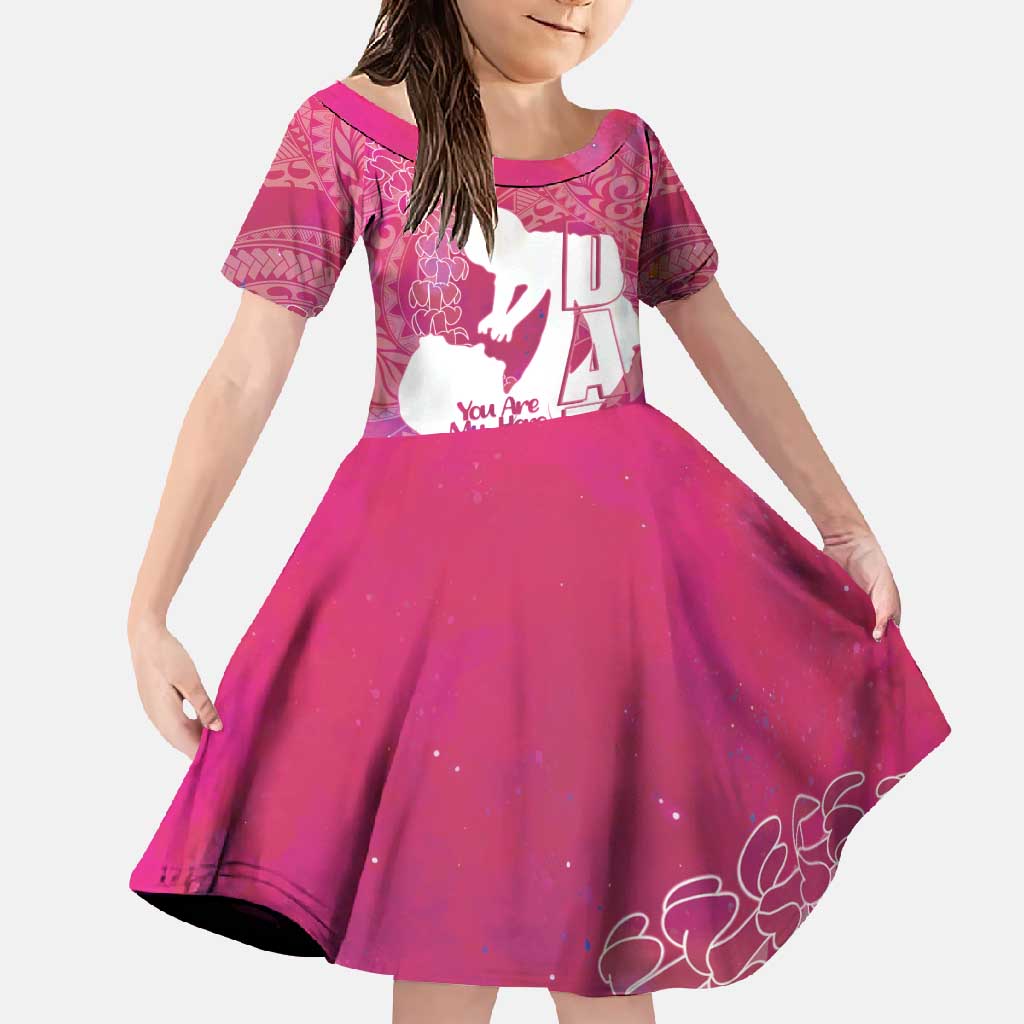Pink Polynesia Father's Day Family Matching Summer Maxi Dress and Hawaiian Shirt Dad You Are My Hero LT14 Daughter's Dress Pink - Polynesian Pride