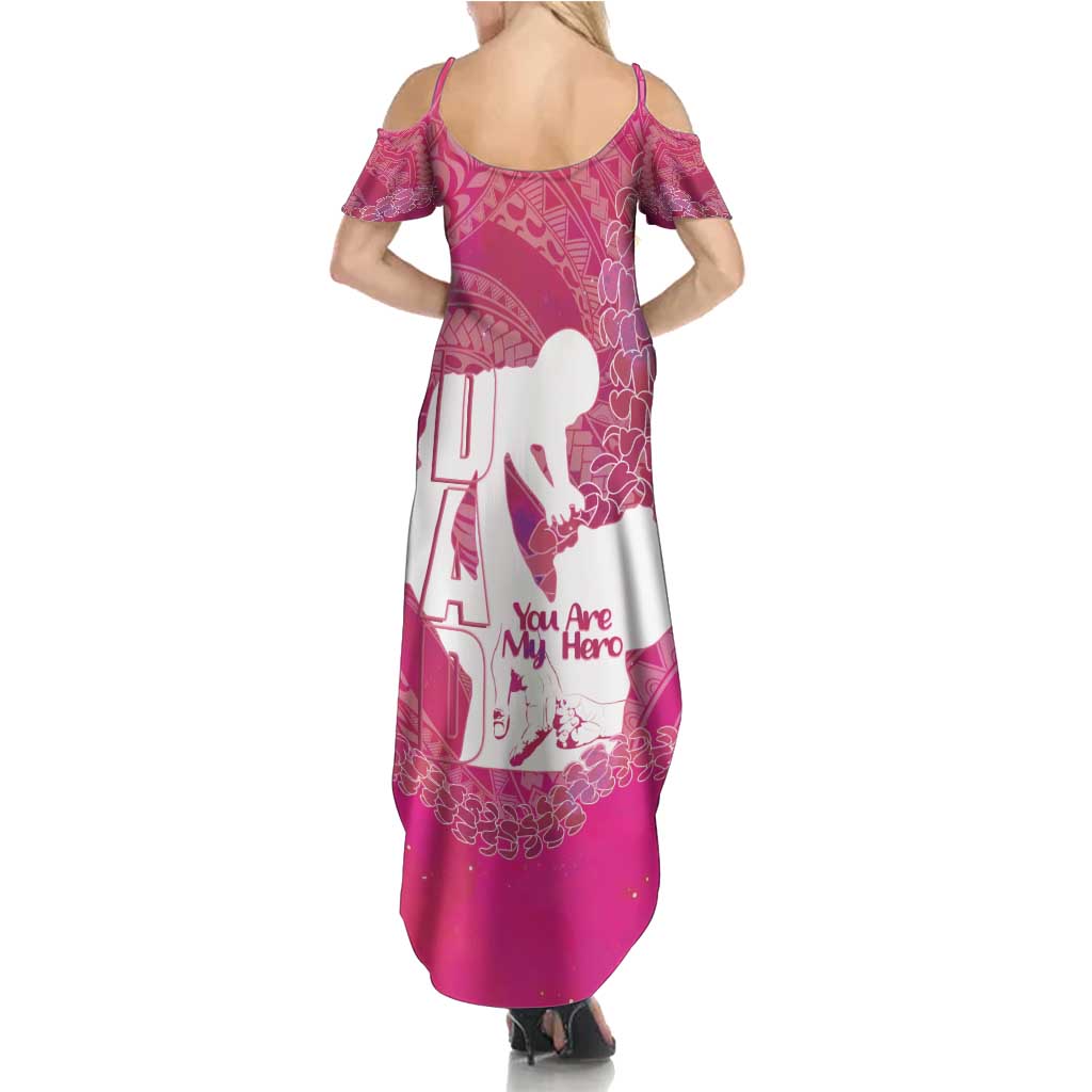 Pink Polynesia Father's Day Family Matching Summer Maxi Dress and Hawaiian Shirt Dad You Are My Hero LT14 - Polynesian Pride
