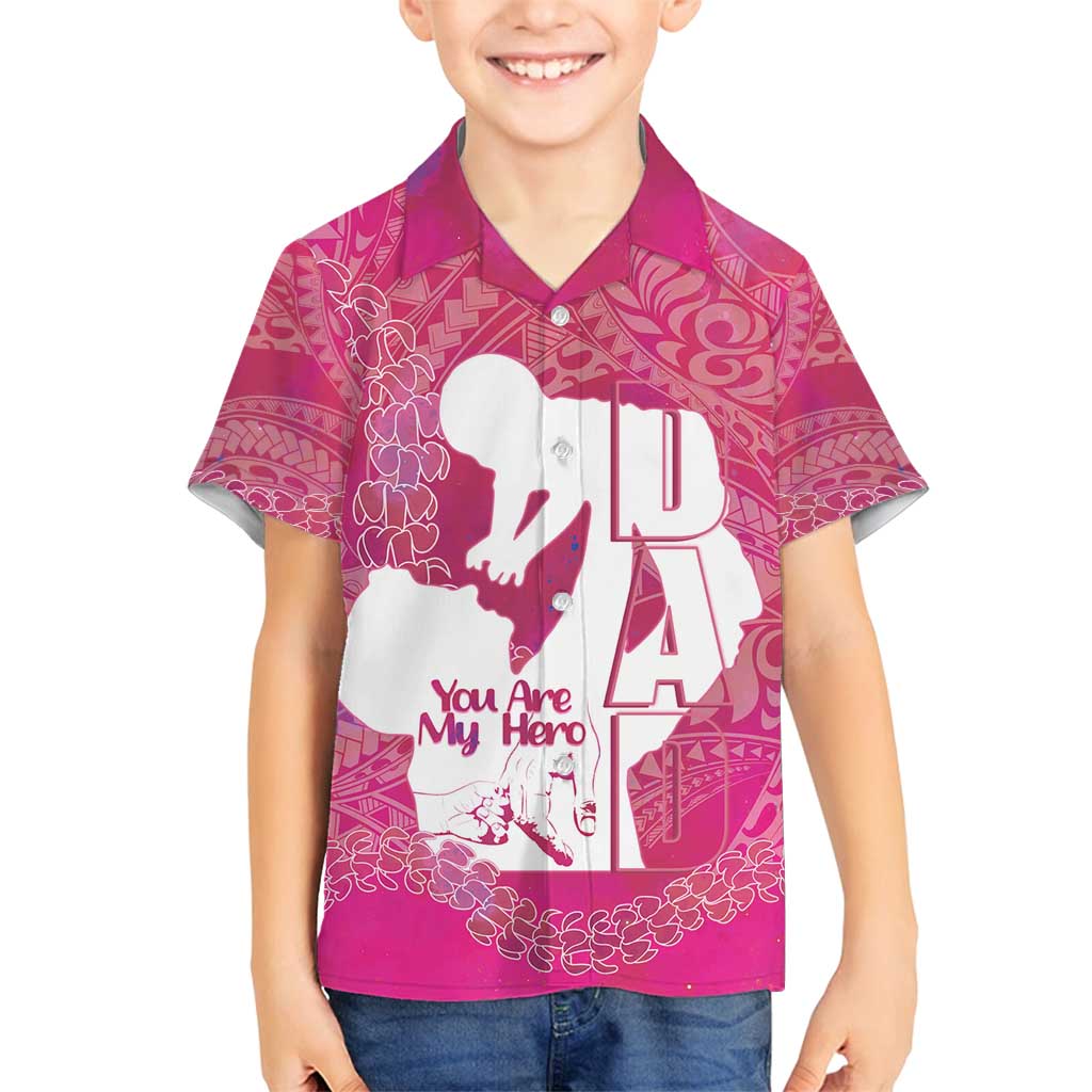 Pink Polynesia Father's Day Family Matching Summer Maxi Dress and Hawaiian Shirt Dad You Are My Hero LT14 Son's Shirt Pink - Polynesian Pride